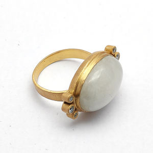 Arco Iris Natural piedra lunar cabina ovalada 925 plata esterlina acabado mate permanente chapado en oro anillo grande 9,67 Gms tamaño US 11 joyería - Product Image 3