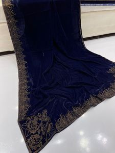 Ssumaira <strong>Unstitched</strong> Velvet Suits <strong>Fabric</strong> High Quality 9000 Micro Velvet Hand Work Heavy Stone 4 Cut DMC Stone 2 Pc Shirt Shawl - Product Image 4