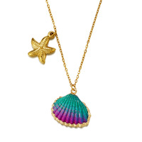 Souvenir de vacances d'été Océan plaqué or 18 carats en acier inoxydable Collier pendentif coquillage de plage Accessoires Bijoux pour femmes fille