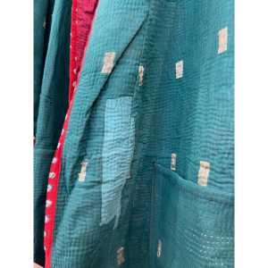 Chaqueta Kantha Vintage Greensleeves para Mujer, Reversible, Acolchada, de Cuero con Relleno de Algodón, Decoración de Patchwork, para Primavera y Otoño - Product Image 2