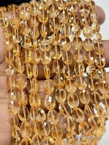Perles de quartz citrine naturelles facettées de forme ovale, brin de 8 pouces, 6x8mm environ - Product Image 4