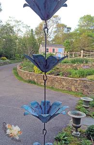 โซ่ร่องฝนดอกไม้ทำด้วยมือทองแดงบริสุทธิ์ขนาด3นิ้วห่วงโซ่ทองเหลืองดีไซน์แบบศิลปะทำด้วยมือช่วยส่งเสริมการไหลของน้ำที่สวยงาม - Product Image 5