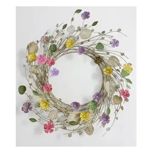 All season artificial wreath in multi Flower and Leafs Design for Spring All Seasons Indoor Wedding Wall Art Window Decoration