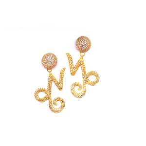 À la mode en argent Sterling 925 plaqué or Vermeil topaze blanche pierres précieuses femmes porter ensemble de boucles d'oreilles - Product Image 6