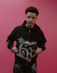 Alta calidad Bling Hoodie String Rhinestone Logotipo personalizado Sudadera con capucha de algodón de gran tamaño Rhinestone personalizado - Product Image 5