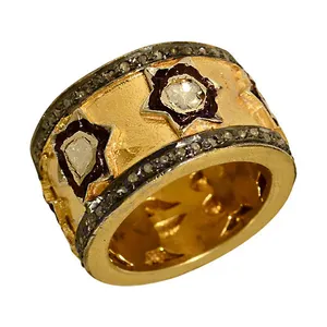 Joyería fina única con diamantes de corte radiante y piedras preciosas en oro amarillo y blanco chapado (14K) - Product Image 1