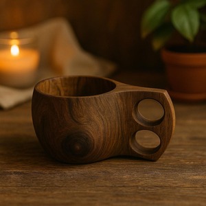 Natural Hand Polished Wooden Kuksa Mug For Gifting Long Lasting Wooden Kuksa <b>Cup</b> For Outdoor Meals at lowest cost - Product Image 2