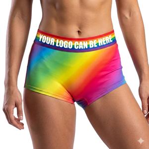 Tangas Hipster de tiro medio personalizables de talla XL para mujer, bragas sexis de punto de color arcoíris con logotipo de marca OEM - Product Image 5
