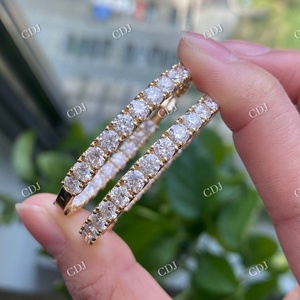 Boucles d'oreilles rondes VVS Moissanite Huggie Hoop pour femmes 18K or blanc usine prix de gros boucles d'oreilles cadeau d'anniversaire de mariage - Product Image 6