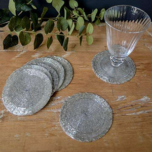 Sous-verres, fournitures de bricolage, décoration de table personnalisée, broderie, couleur argentée, écologique, 4 pouces - Product Image 6