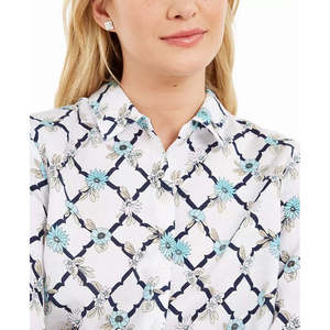 <span class=keywords><strong>Camicia</strong></span> da <span class=keywords><strong>Donna</strong></span> Charter Club in <span class=keywords><strong>Misto</strong></span> <span class=keywords><strong>Lino</strong></span> Stampata con Ricami Floreali, Vestibilità Ampia, Taglia X-Large, Bianca - Product Image 3