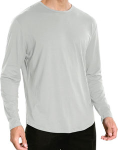 Crew Fitness T-shirts à coupe décontractée pour hommes en coton lourd avec manches longues Tissu tricoté à la mode avec broderie fine Logo de la poitrine - Product Image 2