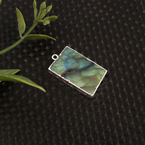 Connecteur en labradorite verte naturelle, plaqué argent, fait à la main, pour la fabrication de bijoux, fournitures et accessoires. - Product Image 6