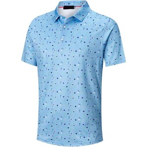 เสื้อกอล์ฟ UPF 50 + ของผู้ชายผ้าถักแบบแห้งเร็วระบายอากาศได้ดีเสื้อยืดเล่นกีฬาสำหรับกีฬากลางแจ้ง - Product Image 1