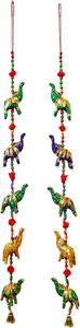 Paire décorative de 5 éléphants, artisanat indien fait à la main, ensemble de paires à suspendre pour mur, porte, fenêtre, Latkan, décoration murale mobile, art - Product Image 6