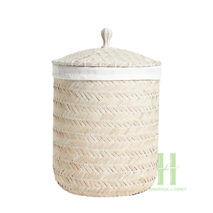 Boho Seagrass Panier à linge pour l'organisation de la maison Stockage de vêtements tissés Grand panier de rangement du fabricant vietnamien - Product Image 4