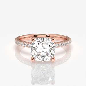 Cushion Cut Moissanite Diamond <b>Set</b> in Pave <b>Sterling</b> <b>Silver</b> Elegant <b>Rings</b> for Women - Product Image 6