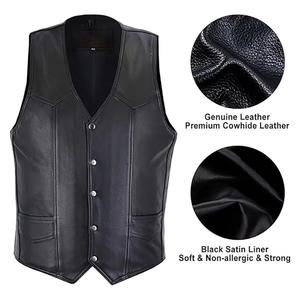 Chaleco de Moda Masculino Hecho a Medida, Alta Calidad, 100% Cuero Genuino, Transpirable, de Lona, Precio Razonable, Chaleco de Cuero de Invierno - Product Image 2