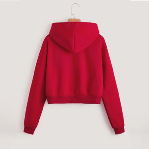 <b>Trendy</b> High Quality Solid Color Custom Drop Shoulder Full Sleeves Oversized Crop Top <b>Hoodie</b> For Women - Product Image 3