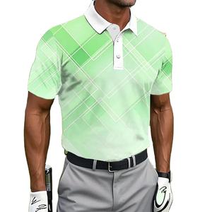 Chemises décontractées pour hommes à manches courtes, respirantes, écologiques, anti-plis, séchage rapide, imprimées numériquement, en polyester/coton, à col revers - Product Image 3