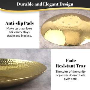 Premium 12'' Round Hammered Gold Eco-Friendly Handmade Durable Serving Platter & Cluster Tray for Dry Foods Parties Entertaining - Product Image 5