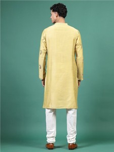 Designer คุณภาพระดับพรีเมียมงานแต่งงานเทศกาล Paisley พิมพ์ด้ายทํางานรูกุญแจคอ Kurta พิมพ์ผู้ชาย Kurta พร้อมชุดนอนสําหรับชาย - Product Image 6