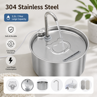 Fontaine à eau pour chat en acier inoxydable de 2,2 L, avec bec verseur en forme de fleur, distributeur d'eau automatique pour animaux de compagnie, pour chats et chiens d'intérieur, OEM ODM