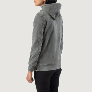 Women's Suede <b>Leather</b> Bomber Style Biker Jacket Genuine Sheep Skin Breathable Eco-Friendly Quilted Zipper Closure Finished - Product Image 2