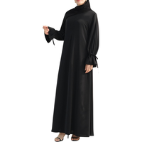 Abaya tendance ouverte sur le devant pour femme avec couche intérieure contrastée et fermeture à nouer en option-Un look polyvalent et élégant