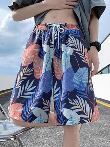 Shorts Pantalons de plage d'été pour hommes Couple Grand pantalon à séchage rapide avec fentes Grande taille Pantalon en soie glacée de cinq pouces Expédition DDP - Product Image 3