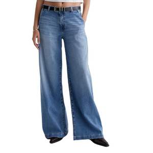 กางเกงขากว้างทรงตรงย้อนยุคสำหรับผู้หญิงกางเกงยีนส์ลำลองซักทรงหลวม - Product Image 1