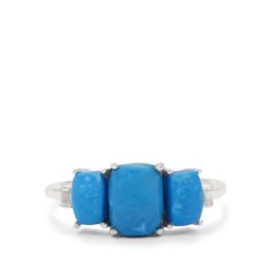 Bague en céruleite 2 carats, zircon blanc, argent sterling plaqué rhodium, certifiée IGI - Product Image 2