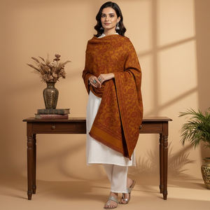 Traditional Kullu Handcrafted Breathable Woolen <b>Shawl</b> with Elegant Motif Design Warm Travel and Casual Wear <b>Women's</b> - Product Image 4