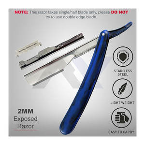 Rasoirs droits professionnels pour hommes, lame exposée de 2 mm, rasoir droit de barbier, rasage de près, barbe, beauté, barbiers, maison - Product Image 4