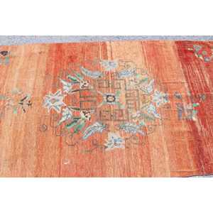 Tapis vintage 3,9x8,6 pieds, tapis turc, tapis à motifs floraux orange et bleu - Product Image 5