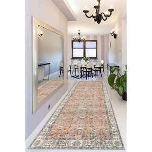 Alfombra Turca con Diseño Floral Marroquí Gris, Alfombra Impresa Apta para Mascotas, Alfombra Delgada No Tejida - Product Image 4