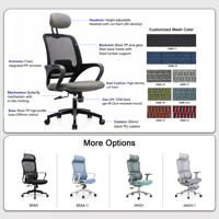 Chaise de bureau ergonomique moderne noire avec dossier en maille intégrale, pivotante, réglable, soutien lombaire, base en métal - Confort pour une longue séance assise