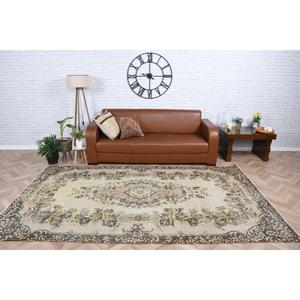 Vintage Turkish Large Rug 5.5x9.5 ft, Brown <b>Yellow</b> Ombr Rug - Product Image 2