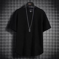 T-shirt à manches courtes pour hommes personnalisé OEM T-shirt d'été à demi-manches gaufré simple et ample