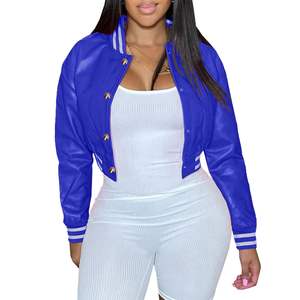 แจ็กเก็ตเบสบอลทีมผ้าซาตินแขนยาวสำหรับผู้หญิงแจ็คเก็ตหนังมีตัวอักษรขนาดพิเศษ - Product Image 4