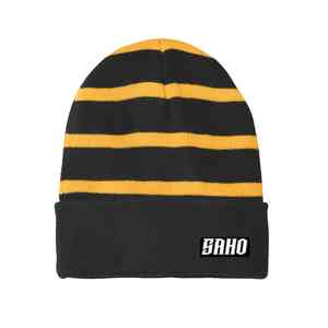 <b>Double</b> stripe GAA beanie hat with knitted detail fleece lining and club badge OEM MOQ Pakistan - Product Image 4