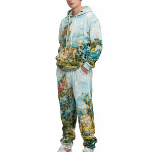 Ensemble de survêtement de sublimation de haute qualité pour hommes et femmes, veste zippée d'hiver, pantalon de survêtement imprimé, streetwear, survêtements de sublimation unisexes - Product Image 5