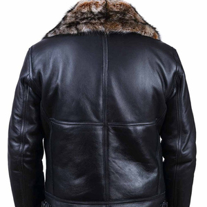 Chaqueta de Invierno para Hombre, Chaqueta Bomber Cálida de Cuero, Chaqueta de Piel de Oveja de Primera Calidad para Hombre - Product Image 5