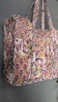 Handgefertigte Patchwork-Quilted-Baumwolltasche mit Reißverschluss und Blockdruck-Design für Winter/Frühling Sommer/Herbst Mode Personalisiertes Geschenk