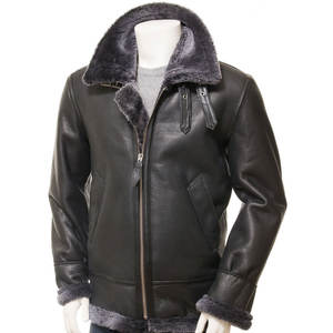 แจ็กเก็ตหนังขนเฟอร์ของผู้ชายทรงสลิมฟิตสำหรับฤดูหนาวแจ็คเก็ตหนังแท้ระบายอากาศได้ดีดีไซน์แนวสตรีท - Product Image 1