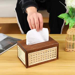 Couvercle de boîte à mouchoirs en rotin mélangé de bois naturel à bon prix en gros pour articles de table et de cuisine fabriqués à la main du Vietnam - Product Image 4