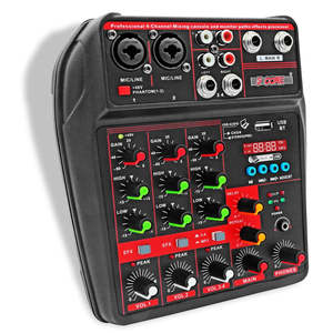 5Core Audio Mixer 4 Channel DJ Soundboard <b>USB</b> Interface Bluetooth Mixing Console w Repeat Delay +48V - Product Image 1