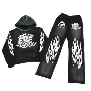 Sweat à capuche classique Jogger DTF survêtements respirants ensemble Streetwear coton lourd deux pièces tenue pour hommes et femmes vêtements décontractés - Product Image 2