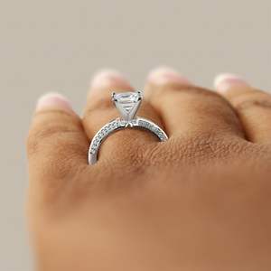 Princess Cut Diamond Knife <b>Edge</b> Split Shank Anniversary Ring for Women - Product Image 3