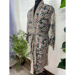 Elegant Floral Print Silk Blend Kimono Robe Long Dressing Gown Drawstring Soft Comfortable ODM Homewear for Bridal Nighttime Use - Product Image 4